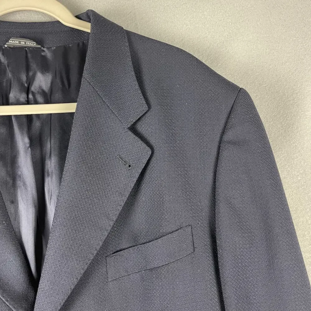 Luciano‎ Carreli Wool Blazer Sport Coat Mens 46R Blue Super 120s Career Italy